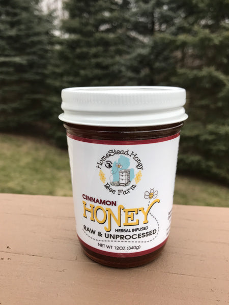 Ceylon Cinnamon Honey Local Michigan Raw Unprocessed Honey Herbal Infused 12 oz 340g